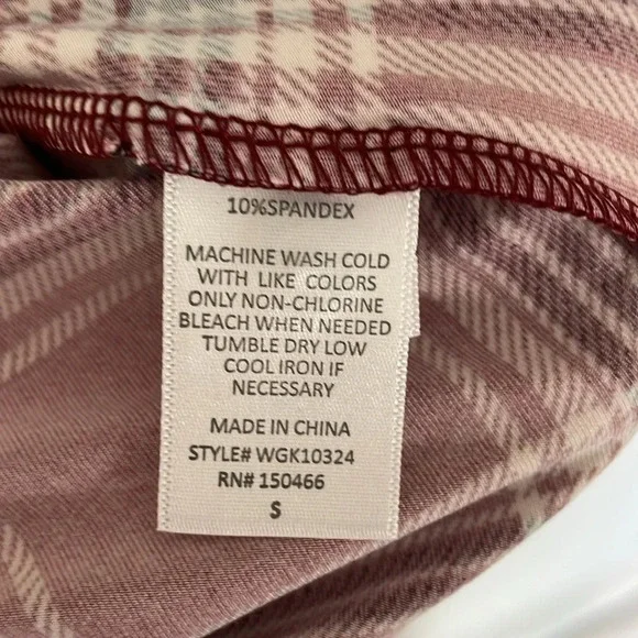 Market & Spruce Perrina Button Down Knit Top 3/4 Burgundy Plaid Women Size Small - Picture 8 of 11